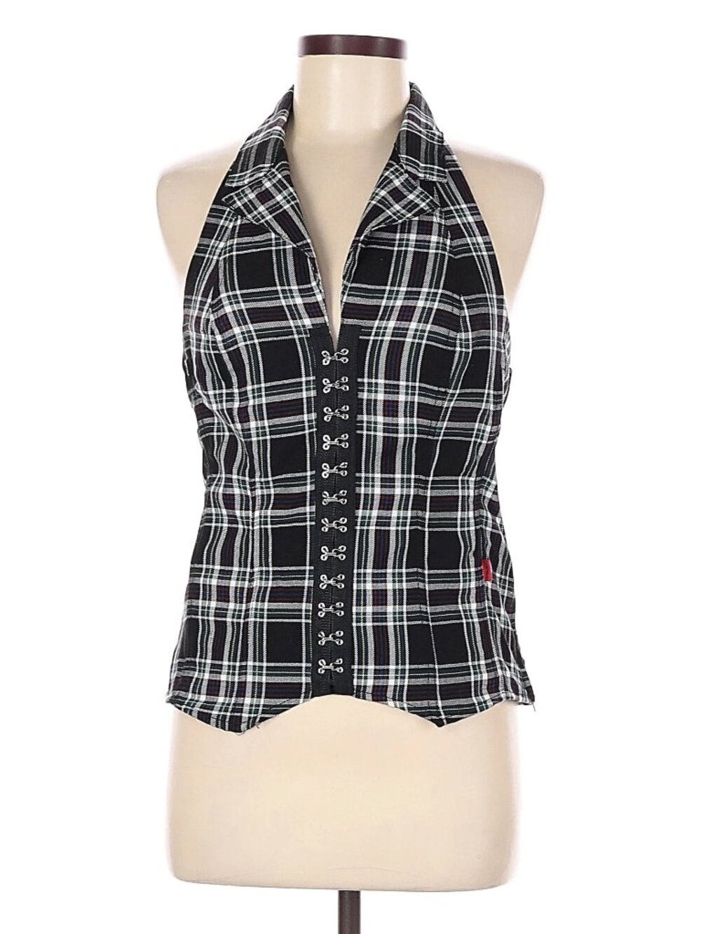 Plaid Halter Vest Corset Top Y2K VINTAGE GOTHIC GOTH PUNK EMO RARE EUC
